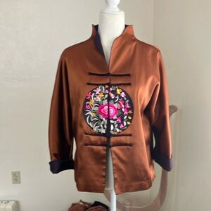 Soft Surroundings Embroidered Silk Jacket